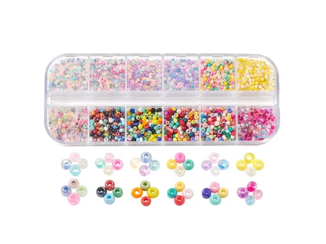 La Petite Epicerie rocailles kralenbox 12 kleuren glas