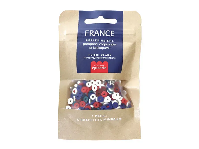 La Petite Epicerie heishi kralenmix Frankrijk blauw-wit-rood 50 g