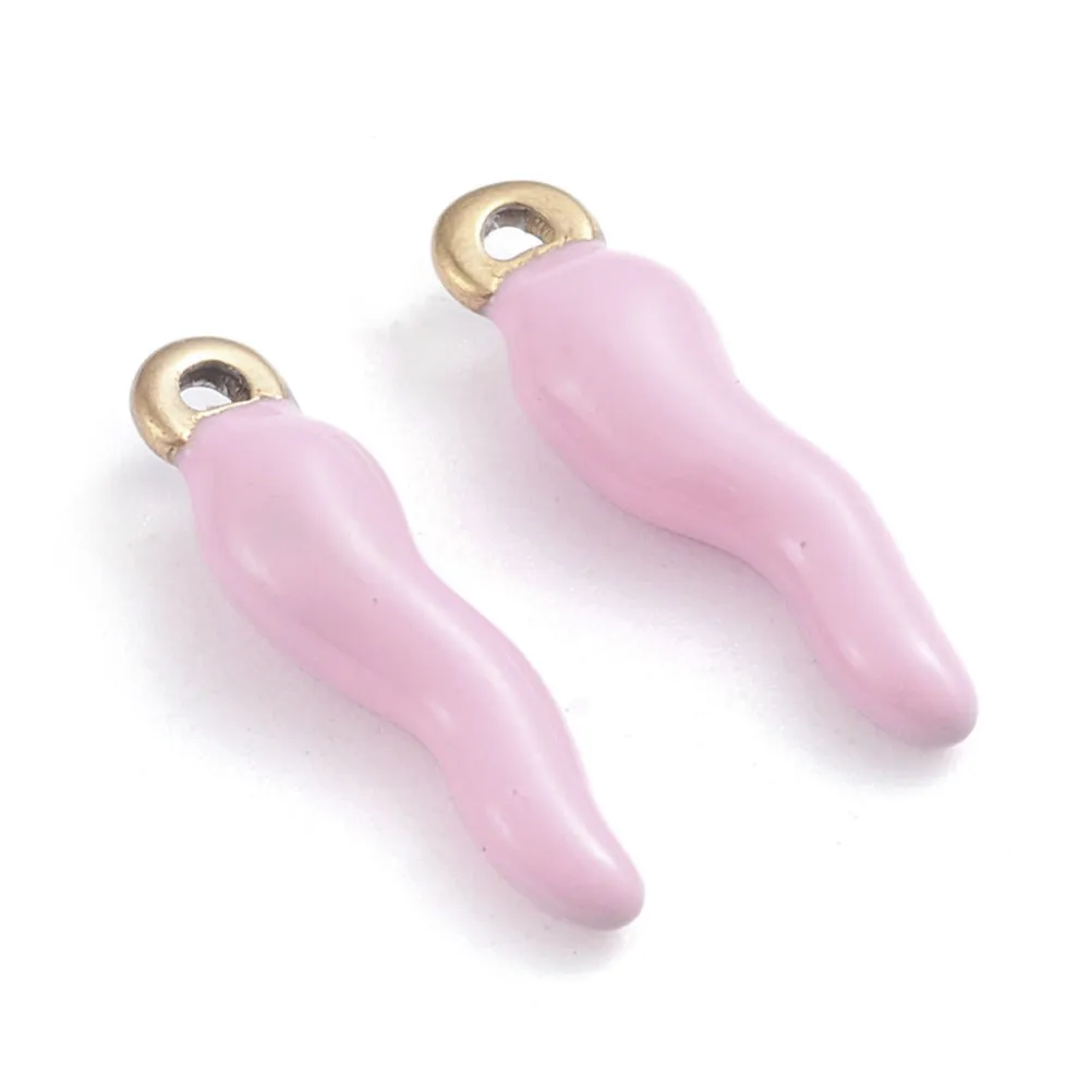 La Petite Epicerie Italiaanse hoorn bedel roze email 17,5 mm