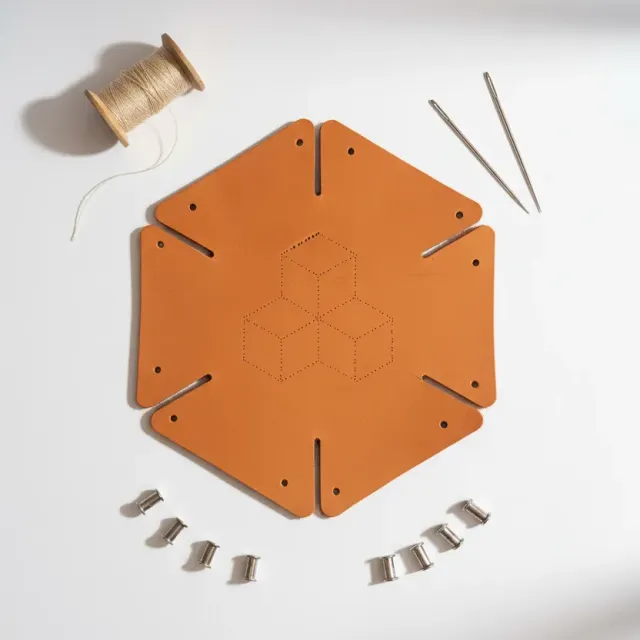 Leather House Sashiko leren tray DIY pakket veg-tan