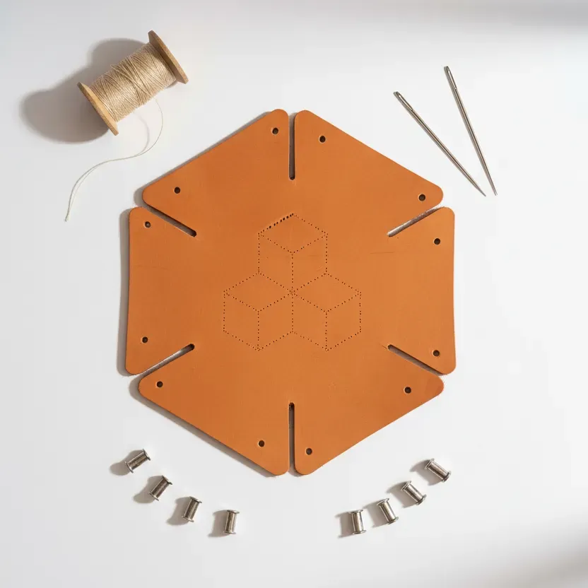 Leather House Sashiko leren tray DIY pakket veg-tan