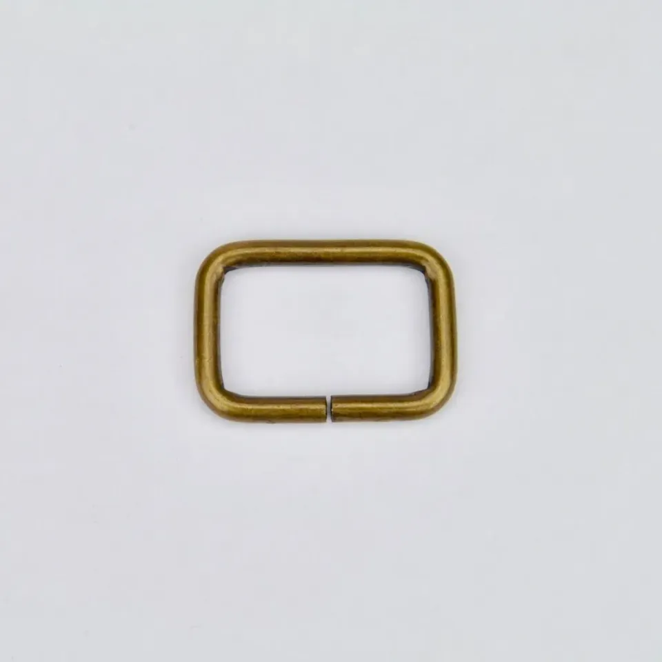 Leather House Rechthoekige Ring Brass 25 mm oud goud