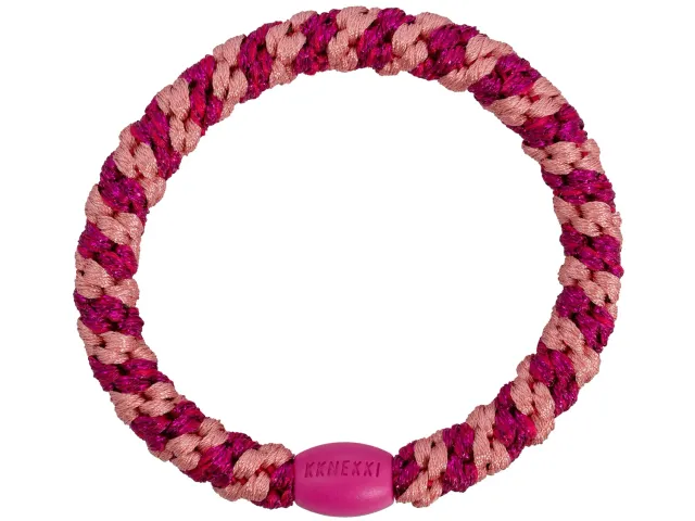 Kknekki gestreept haarelastiek classic oudroze glitter