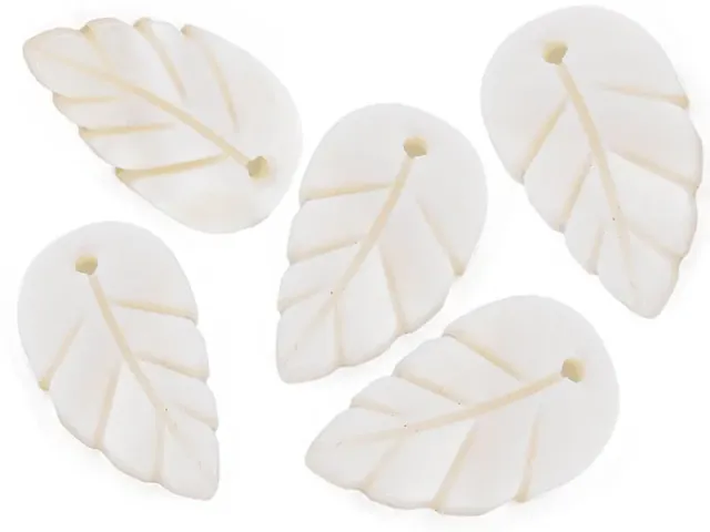 La Petite Epicerie hangers blad schelp wit 22 mm 5 stuks
