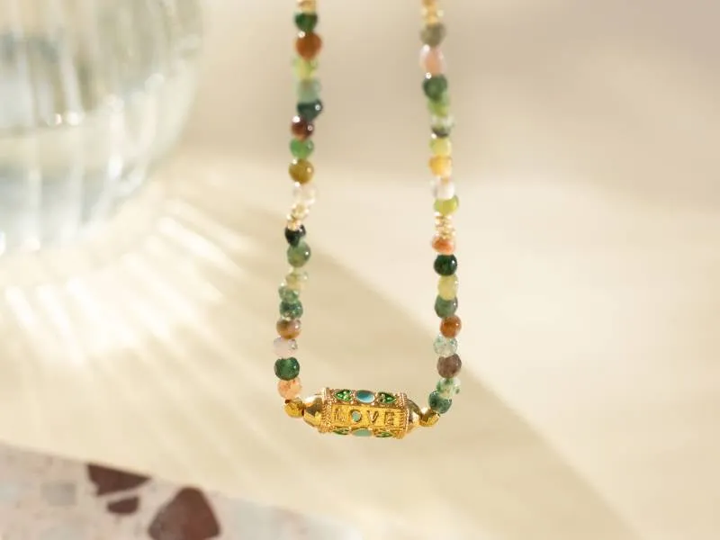 La Petite Epicerie Mon collier agate ketting set groen natuursteen