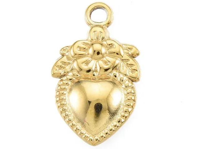 La Petite Epicerie Ex Voto hanger hart bloem verguld 21mm