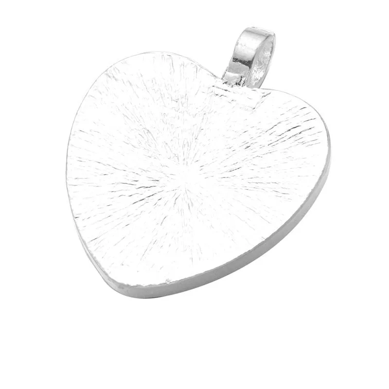 Bijounique hanger hart metaal zilver 25 mm per stuk