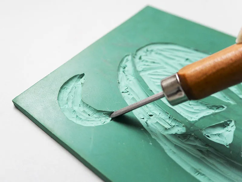La Petite Epicerie MKMI kaarten linogravure DIY set 4 stuks