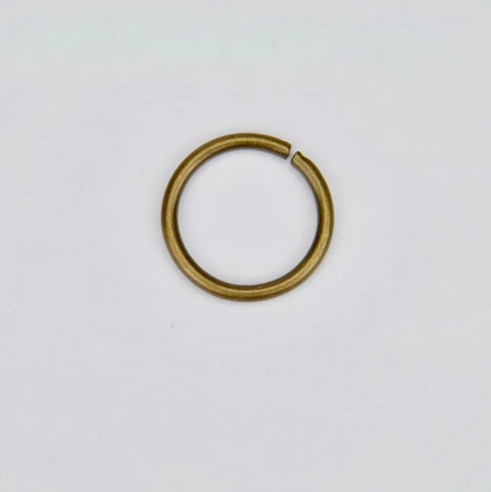 Leather House messing ring 15mm oud goud leer