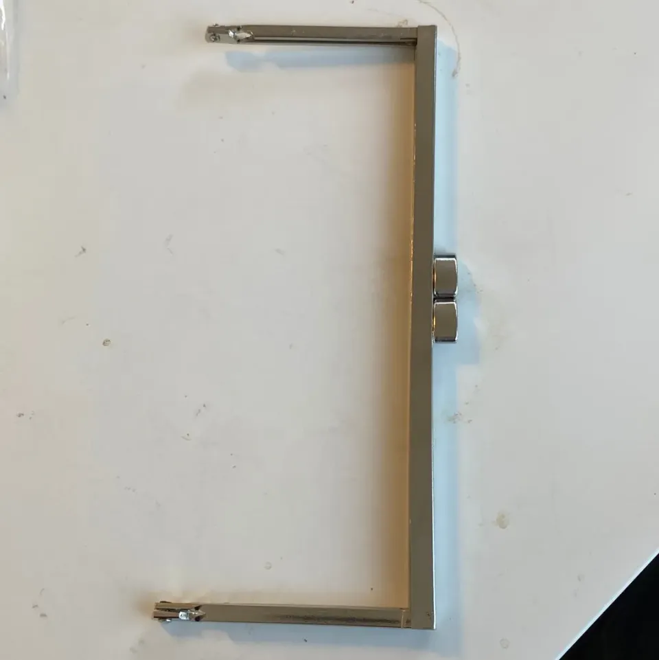Leather House Square Beugel tas 18cm nikkel zilver