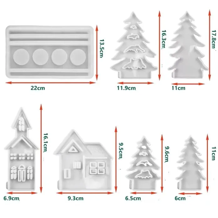 Bijounique Kerst tafereel gietmal set van 7 siliconen