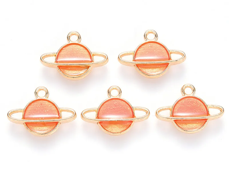 La Petite Epicerie bedel planeet emaille oranje-goud 12 mm