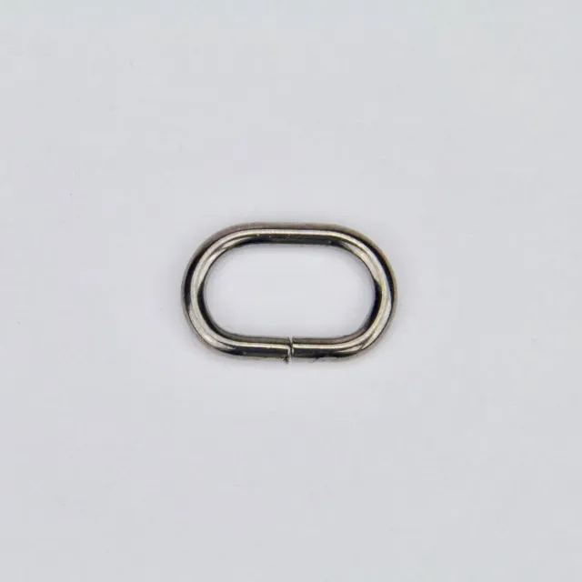 Leather House ovale ring zwart 15 mm gunmetal