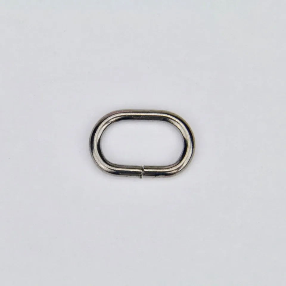 Leather House ovale ring zwart 15 mm gunmetal