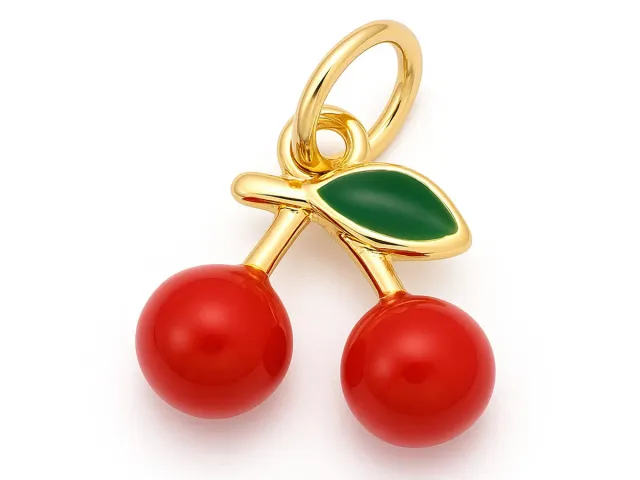 La Petite Epicerie kersen bedel rood emaille verguld