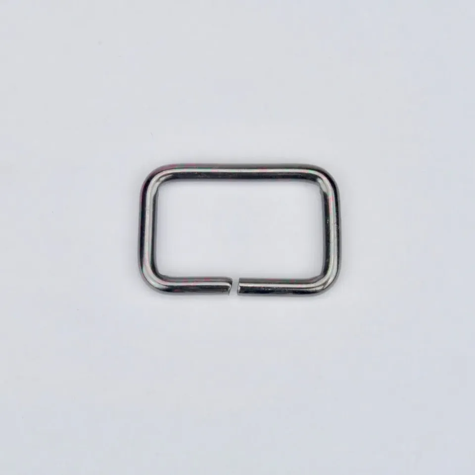 Leather House Rectangular Ring ring zwart 25mm metaal
