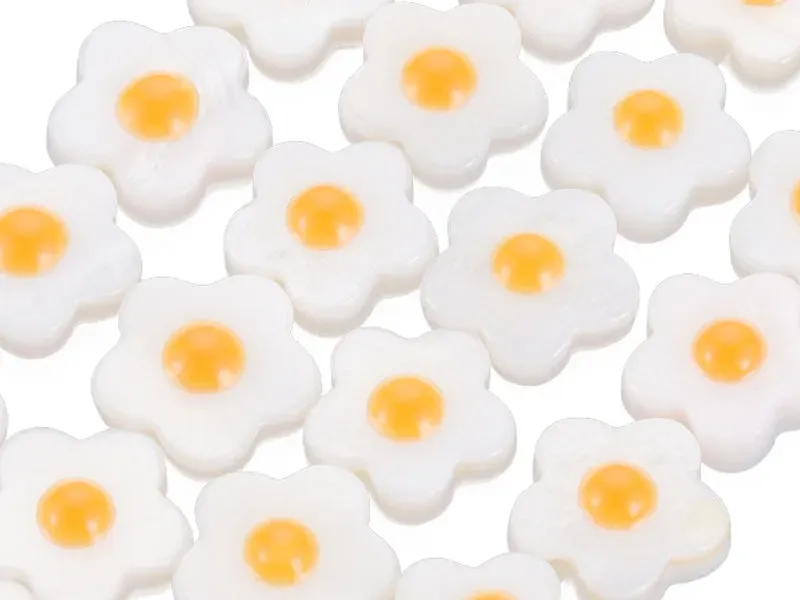 La Petite Epicerie schelpkraal bloem geel 11 mm per stuk