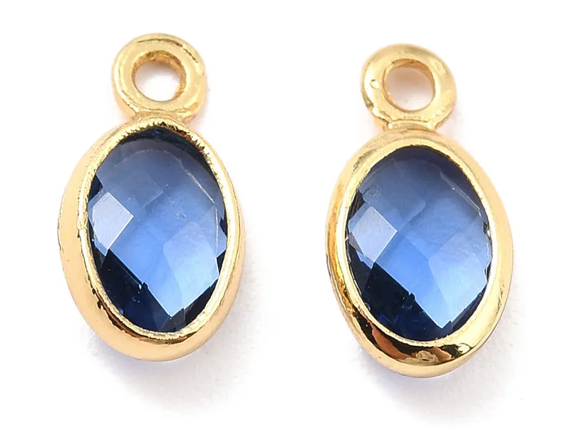 La Petite Epicerie ovale hanger 9 mm blauw goud per stuk
