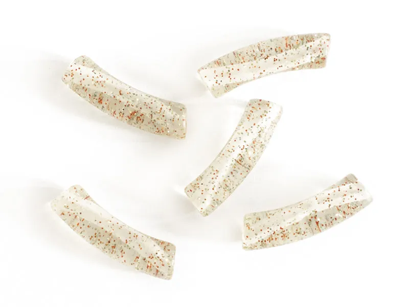 La Petite Epicerie Tubes kralen 6 mm rood groen glitter 5 stuks