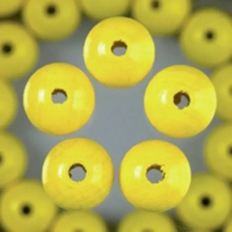 LTC-Leiden houten kralen rond 4 mm geel 135 stuks vernis
