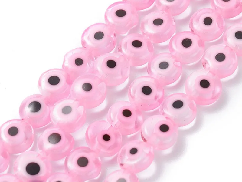 La Petite Epicerie oog glaskralen roze 6 x 3 mm 20 stuks