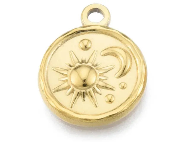 La Petite Epicerie hanger zon maan goud 19x15 mm per stuk
