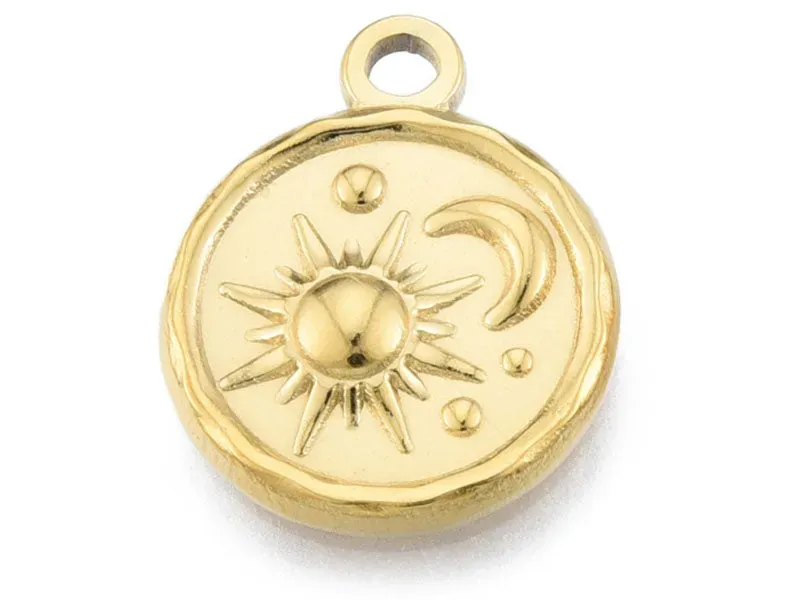 La Petite Epicerie hanger zon maan goud 19x15 mm per stuk