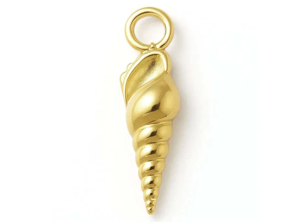 La Petite Epicerie schelp hanger RVS goud 14K per stuk 16,5 mm