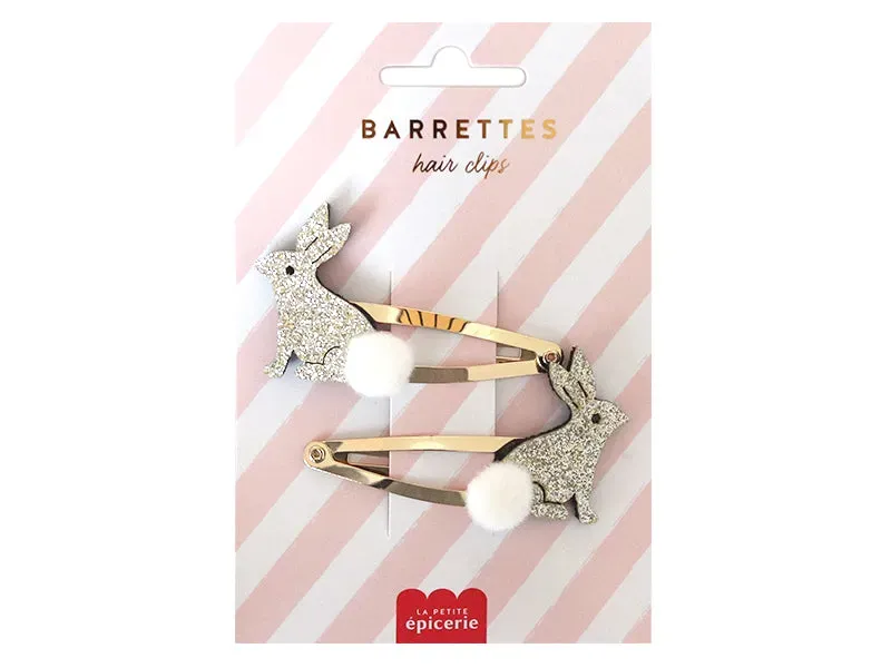 La Petite Epicerie haarspeldjes konijn glitter 2 stuks