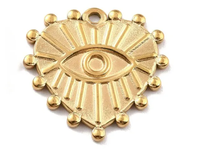 La Petite Epicerie hart hanger met oog 19x20 mm goud