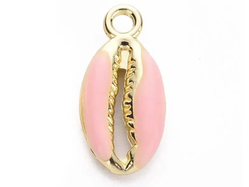 La Petite Epicerie bedel kauri schelp emaille roze 17 mm per stuk