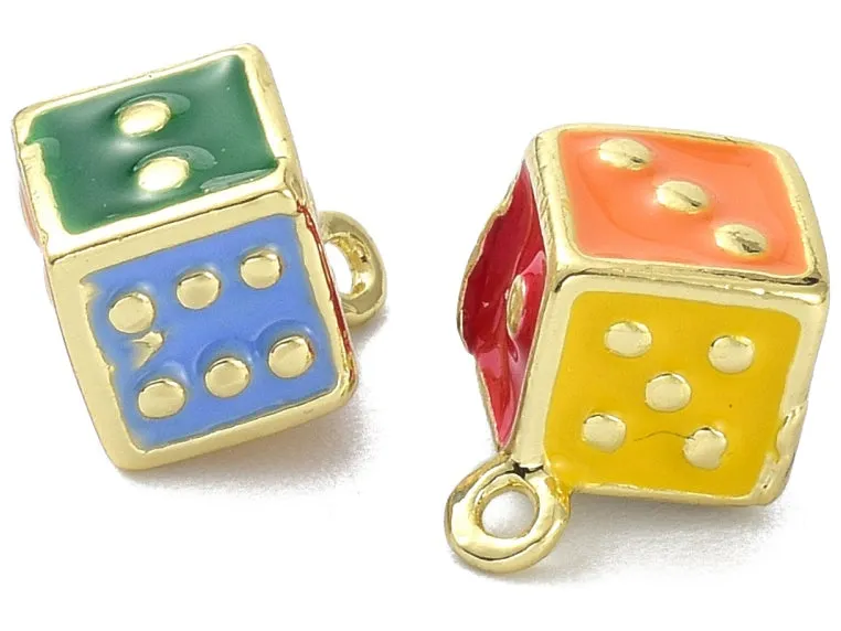 La Petite Epicerie Dobbelsteen bedel multicolor emaille 13,5 mm