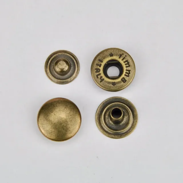 Leather House Drukknoop brass 12mm oud goud 10 stuks