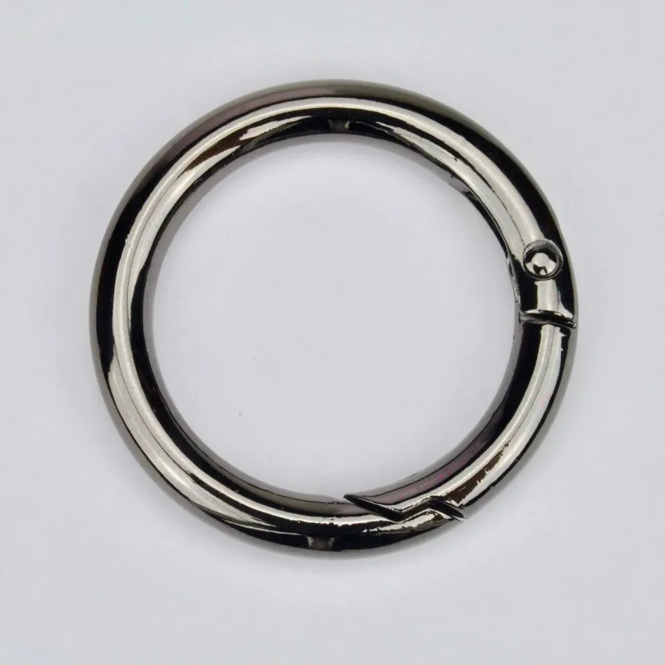 Leather House ring met veer zwart 30 mm 2-pack metaal