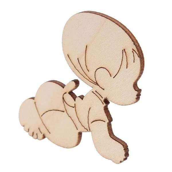 Bijounique Baby kruipend houten figuur 20x60 mm per stuk