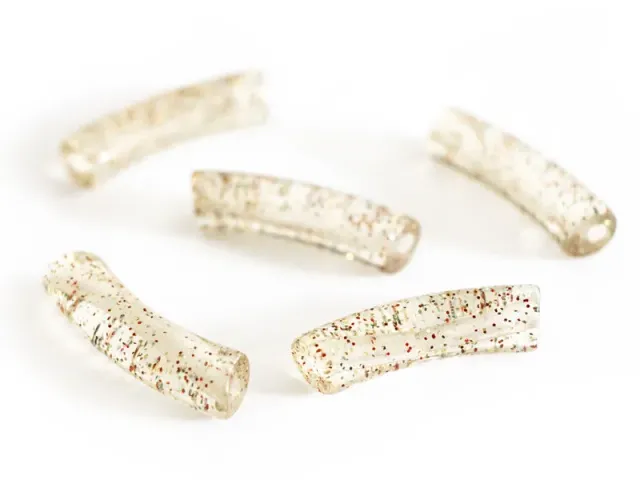 La Petite Epicerie Tubes kralen 6 mm rood groen glitter 5 stuks