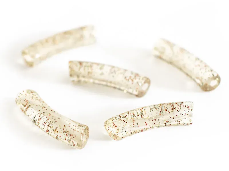 La Petite Epicerie Tubes kralen 6 mm rood groen glitter 5 stuks