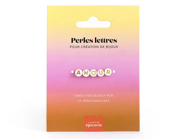 La Petite Epicerie Amour letterkralen armband wit goud