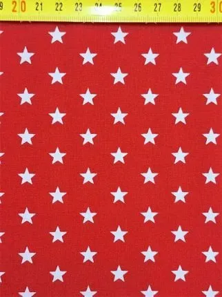 LTC-Leiden Katoen Sterren Stof 150cm Wit Rood