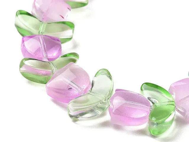 La Petite Epicerie tulp glaskralen roze 15 mm 14 stuks