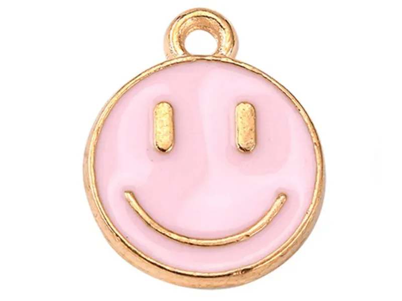 La Petite Epicerie smiley bedel lichtroze emaille 14,5 mm