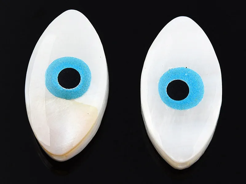 La Petite Epicerie oog zoetwaterparel 15x8mm lichtblauw