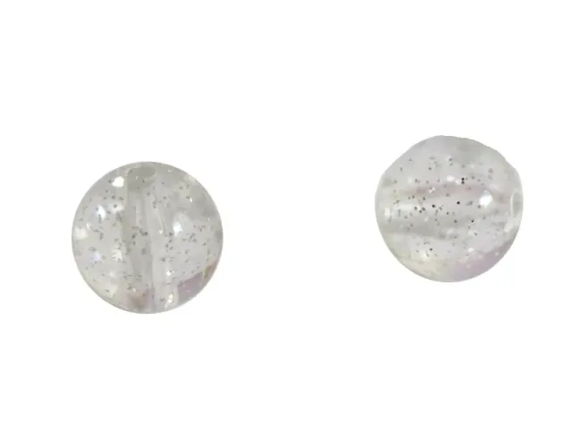 La Petite Epicerie acrylkralen rond transparant zilverglitter 50 st