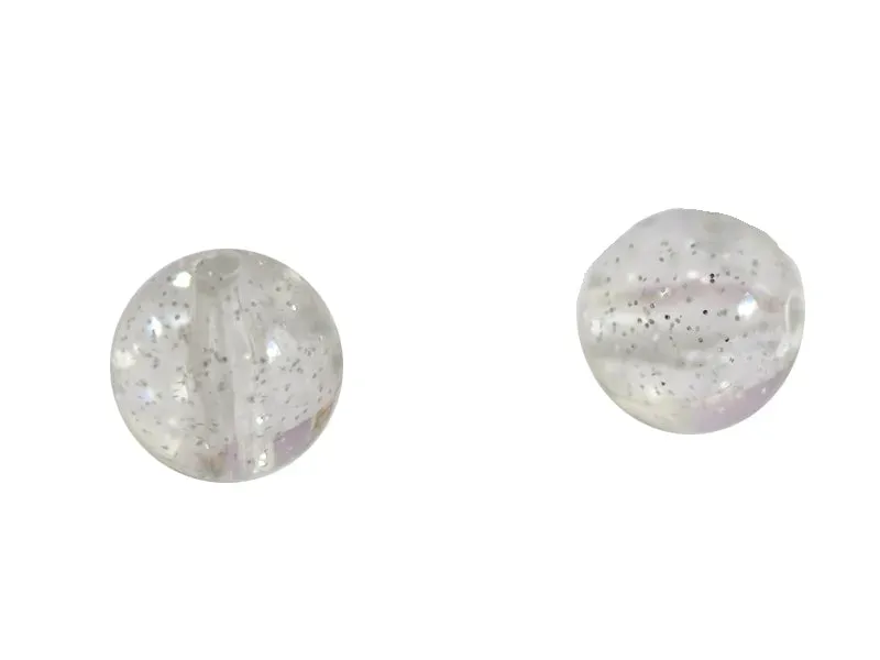 La Petite Epicerie acrylkralen rond transparant zilverglitter 50 st