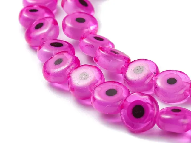 La Petite Epicerie Turks Oog glaskralen fuchsia 6x3mm 20st