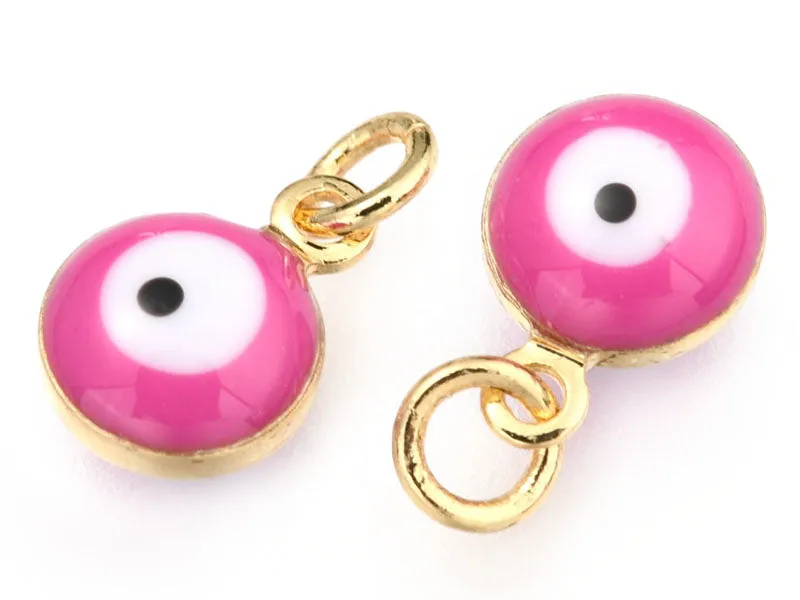 La Petite Epicerie oog bedel roze emaille 9,5 mm goud