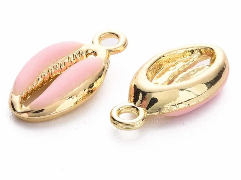 La Petite Epicerie bedel kauri schelp emaille roze 17 mm per stuk
