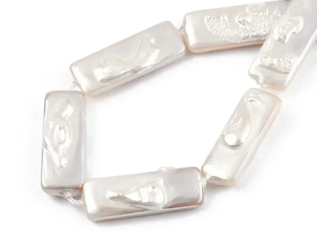La Petite Epicerie rectangle zoetwaterparel 18x7 mm wit per stuk