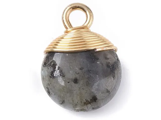 La Petite Epicerie natuursteen hanger labradoriet rond 15 x 11 mm