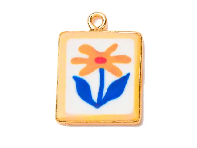 La Petite Epicerie Medaillon Fleur bedel vintage emaille per stuk